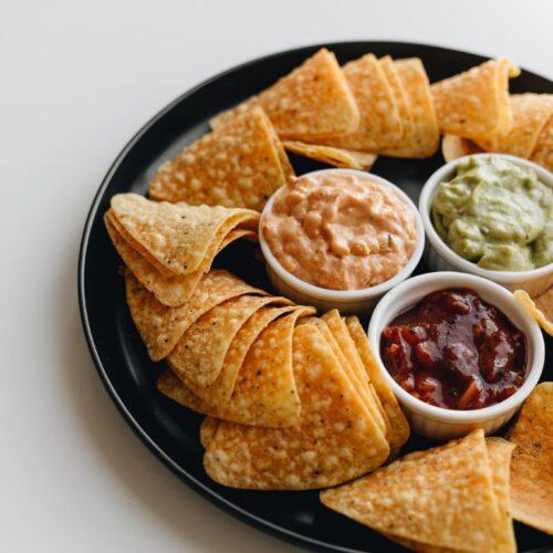 creamy salsa dip and nachos